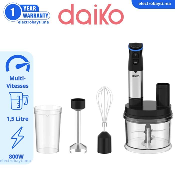 Mixeur plongeant - 3 en 1 -  accessoires emulsifiant et hachoir
