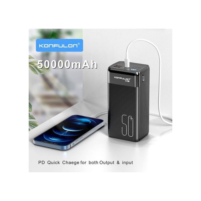 Konfulon Power Bank 50000 Mah Grande Capacité Li-Polymer Batterie Powerbank 3 Ports USB  + Type-C