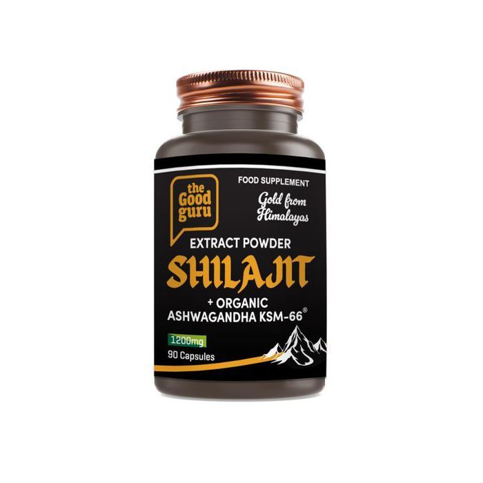 The Good Guru Extrait de Shilajit avec Ashwagandha biologique KSM66, 90 gélules - 90 gélules - Made in UK