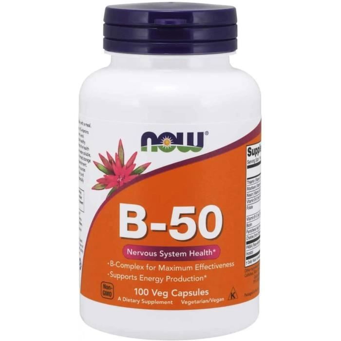 NOW FOODS Vitamin B-50 (Soutien du système nerveux) 100 Gélules Végétariennes