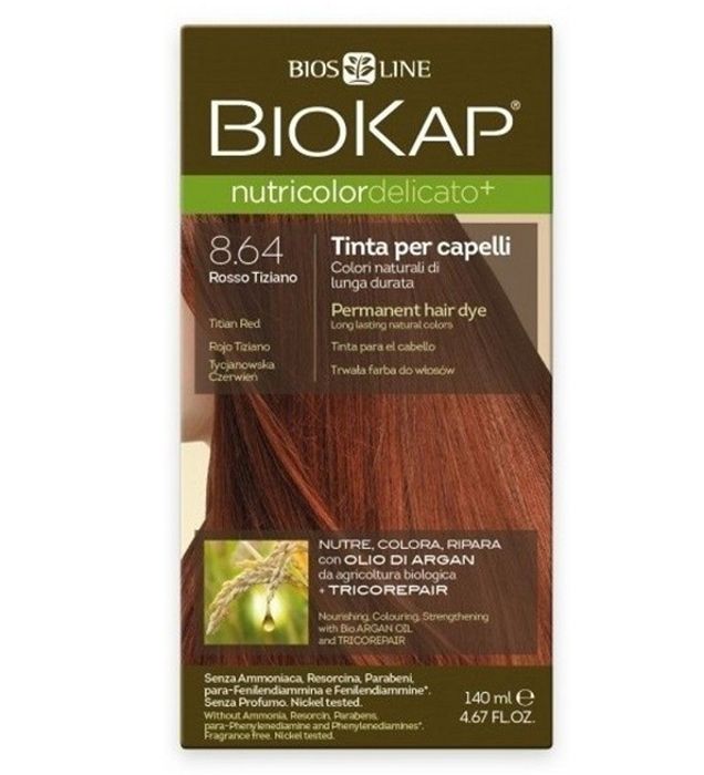 Coloration - BIOKAP - Nutricolor Delicato 8.64 - Châtain - Sans ammoniaque - Huile d'argan bio