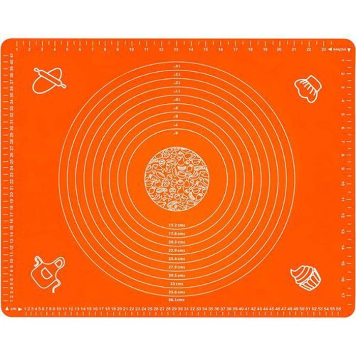 Tapis de cuisson en silicone, tapis à rouler -40°C à +230°C pour cuire des gâteaux au four à micro-ondes (Orange)