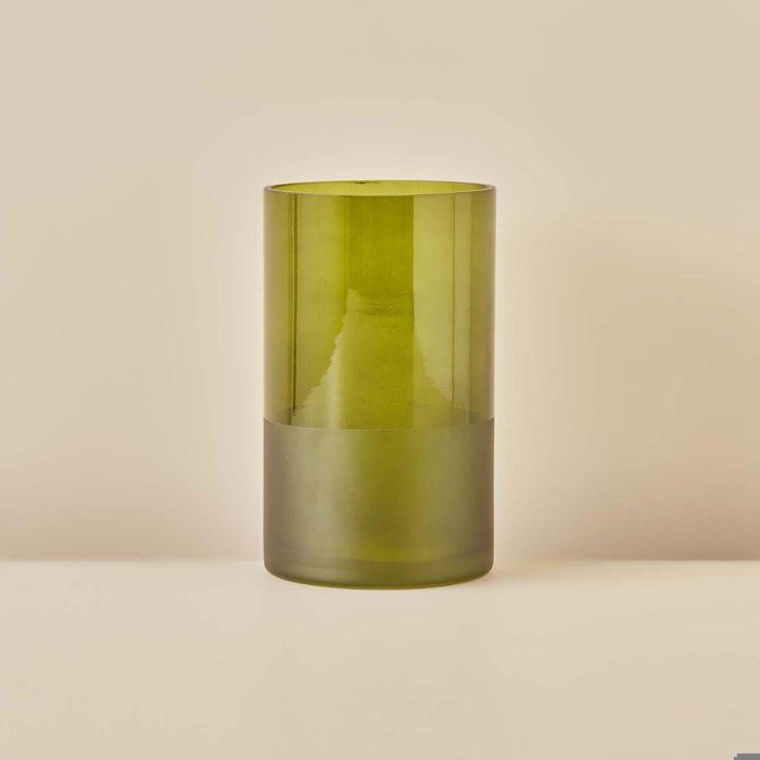 Vase en verre - BELLA MAISON - Cylindre Lune - Vert - 12x20 cm - Élégance Chic