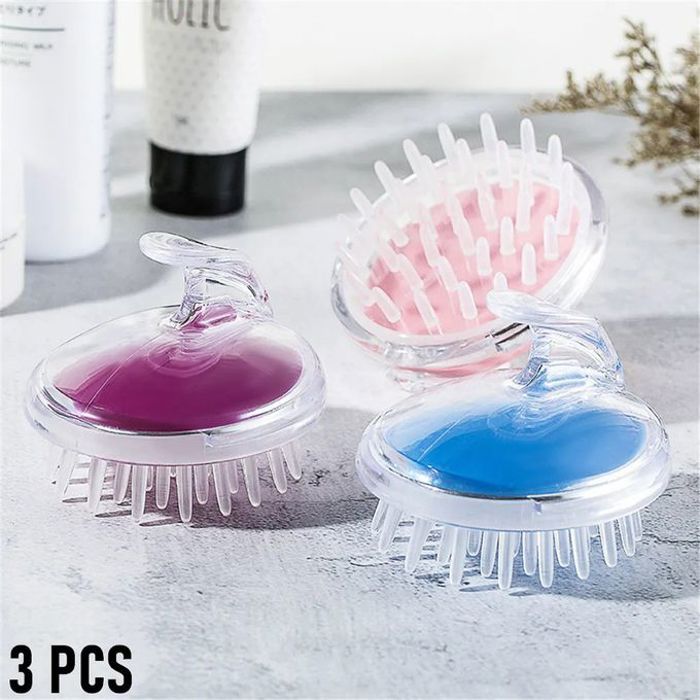 Lot de 3 brosses de massage et nettoyage du cuir chevelu en silicone