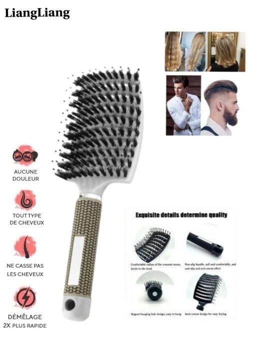 Brosse Démêlante - LIANGLIANG - Anti-Casse - Anti-Nœuds - Nylon Perles - Mixte