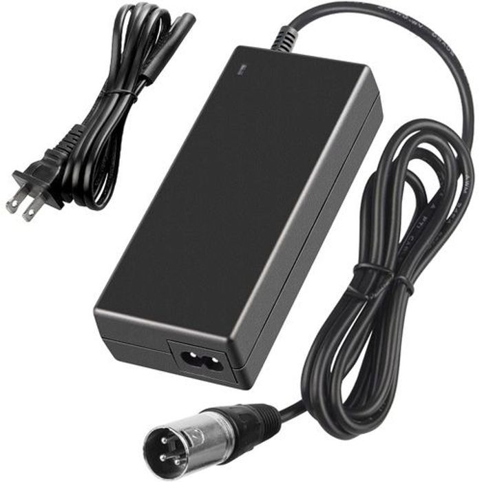 Chargeur XLR pour hoverboard, scooter, vélo électrique, chariot golf, fauteuil roulant 42V / 2A
