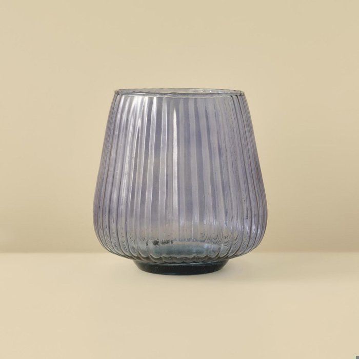 Vase en verre recyclé laqué bleu (18x18x19 cm)