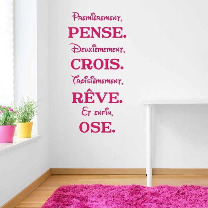 Sticker mural - Autocollant - Pense Crois Reve Ose - Noir - Design contemporain - 55x115 cm