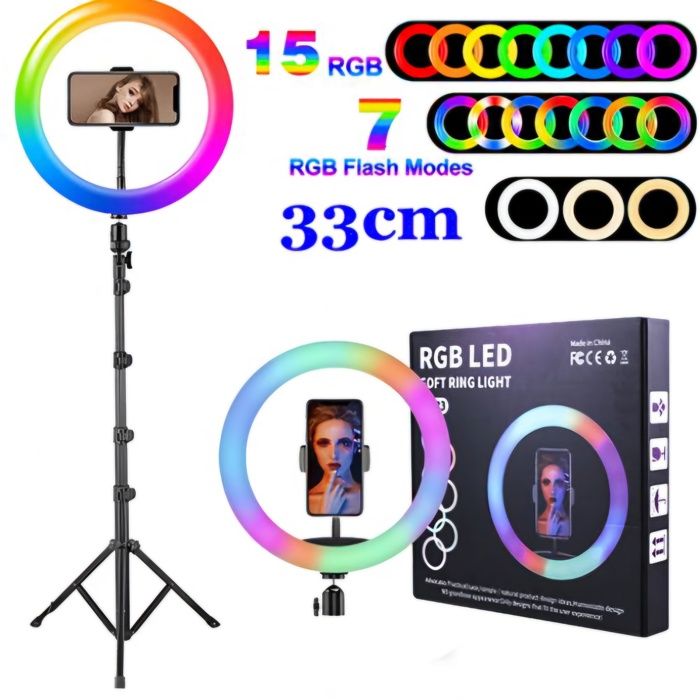Ring Light RGB 33 cm avec Tripod 2 m pour YouTube / Tiktok
