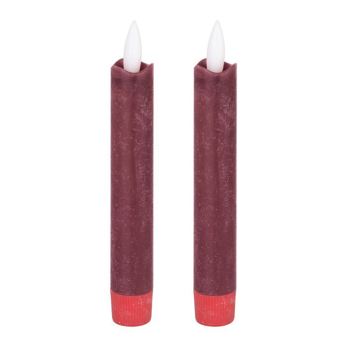 Bougies LED - ANTANABE - Lot de 2 - Rouge - Diamètre 2,1 cm - Hauteur 15 cm