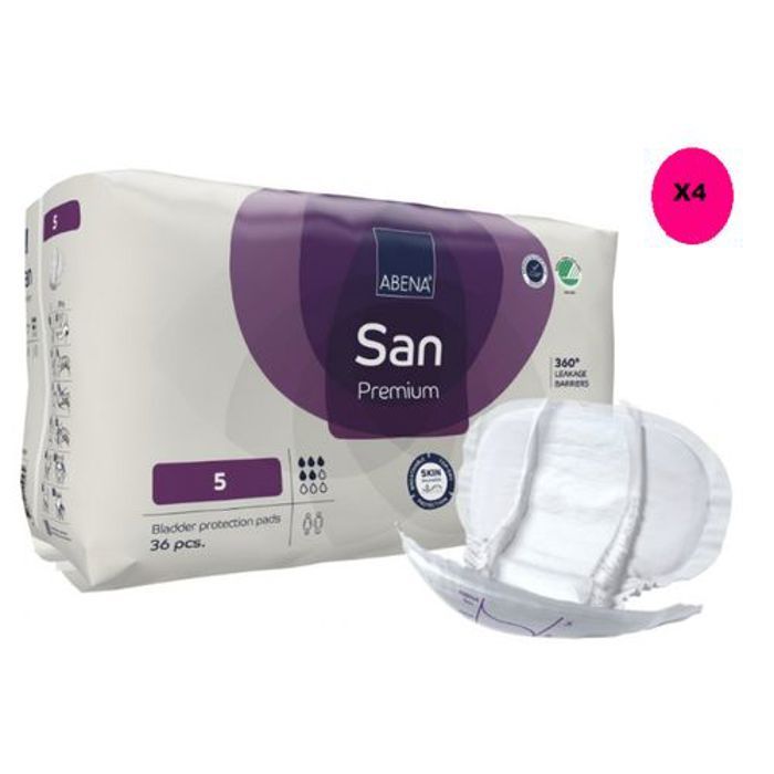 Couches pour Adultes - ABENA - San Premium N°5 - 36X4=144 PCS - Absorption 5 à 12 - Anti-fuites 360°