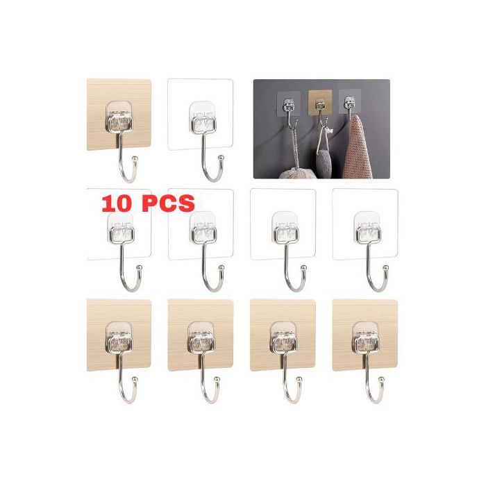 Crochet Adhésif 10 Pcs Crochet Collant Fort Crochet Transparent Or Brossé Crochet Adhésif