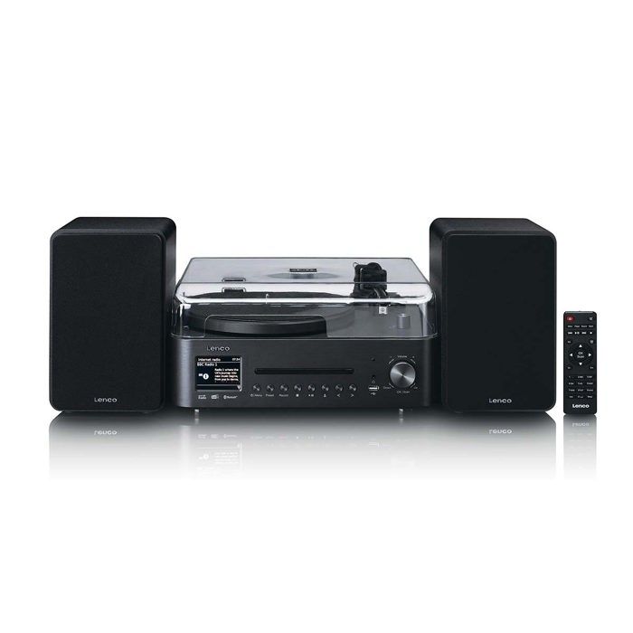 Lenco MC-760BK - Hi-fi-system med skivspelare och högtalare - Internetradio, DAB+, FM, Bluetooth®, CD/MP3-spelare - Svart