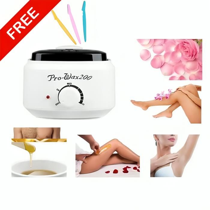 Appareil à cire Pro Wax200 Blanc +  3pcs suppression razoir visage Gratuit