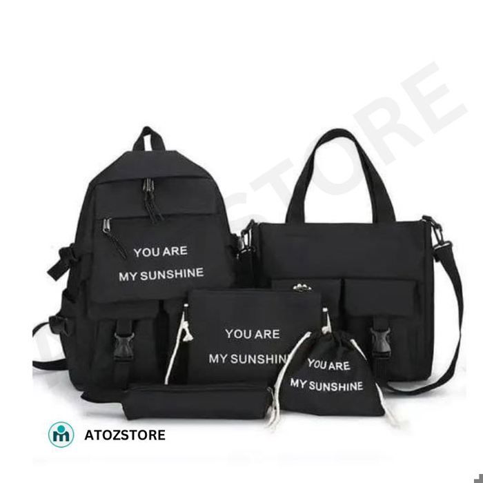Sac à Dos d'École Multifonction – Ensemble 5 Pièces Noir