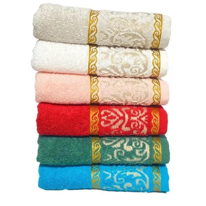 Kit de 4 serviettes de bain en coton multicolores 40x70 cm(Couleur aléatoire)