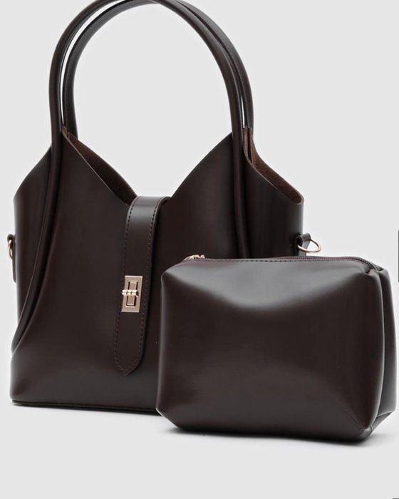 Sac à main - Similicuir - Marron - Bandoulière réglable - Design moderne - Fermoir doré