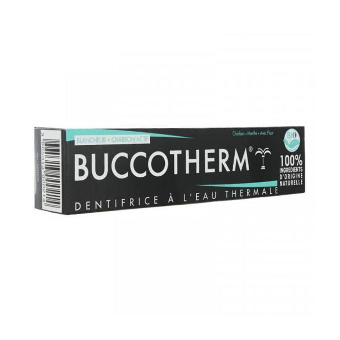 Dentifrice Blancheur Charbon - BUCCOTHERM - 75ml - Gencives fortes - Dents blanches - Arôme naturel