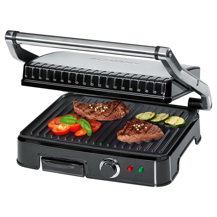 Plancha Gril et Panini - Bomann - KG 2242 CB - Noir - 2000 W - Surface de cuisson 29,5 x 23,5 cm
