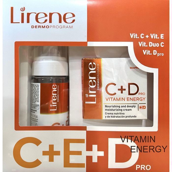Coffret de soins du visage - LIRENE - Pack C+D+E - Mousse nettoyante 150 ml - Crème visage 50 ml - Sans parabène