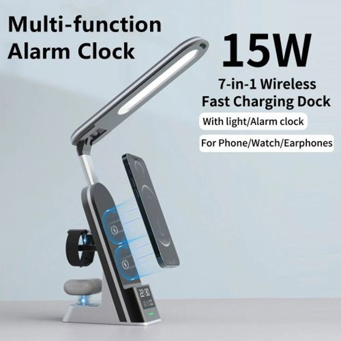 7 en 1 Chargeur Sans Fil Pliant Multifonctionnel, Station de Charge Magnétique