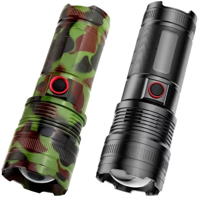 Lampe torche - Non spécifié - 2000 lumens - Aluminium durable - 5 modes d'éclairage - Camouflage discret (Couleur aléatoire)