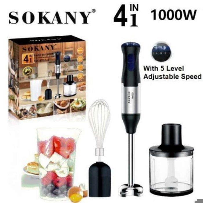 Mixeur Plongeant Multifonction - SOKANY - 1000W - Lame double - Acier inoxydable - Noir