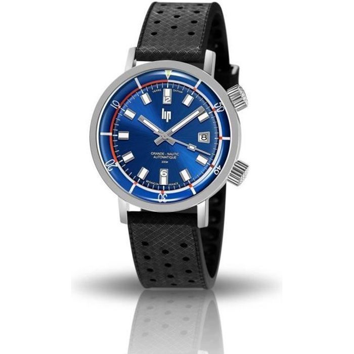 Montre - Lip - Nautic Ski - 41 mm - Cadran bleu - Étanchéité 20 Atm