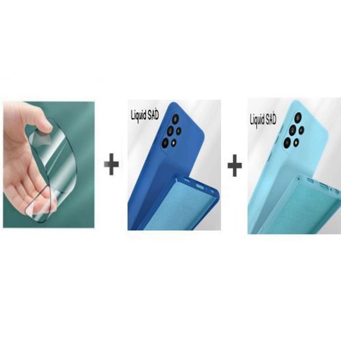 Case Pack : 2 Pochette Pour Samsung A13 Silicone Souple Bleu Et Bleu Ciel + Protection Incassable