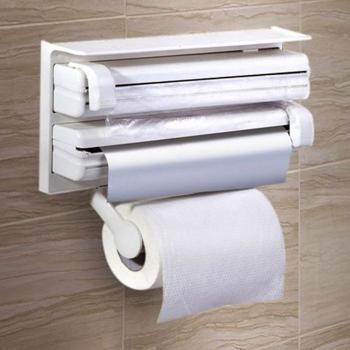 1 Distributeur de rouleaux Support de rouleau film alimentaire papier Serviette et papier aluminium