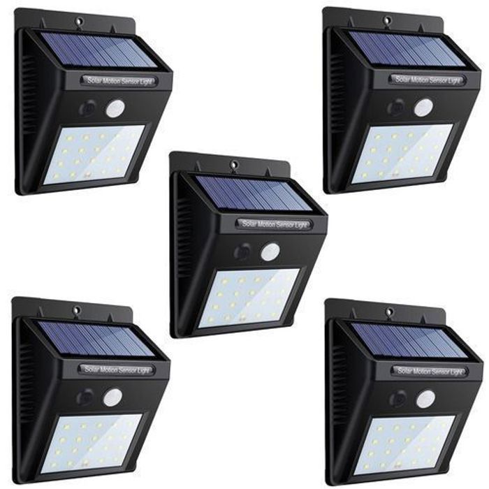 pack 5 Lampe solaire d'extérieur LED sollar Avec fonction Detection de Mouvement