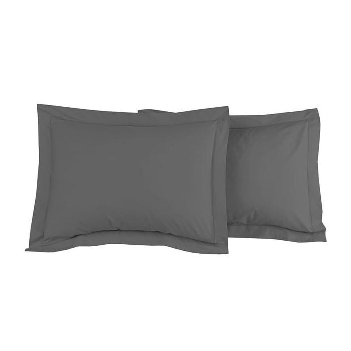 2 taies d'oreillers 70x50 cm 100% coton Noir anthracite