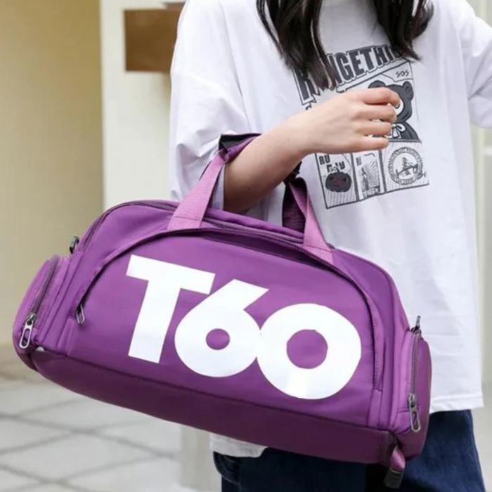 Sac de sport pour hommes et femmes T60 bagages etanches, sac de voyage, sport mauve