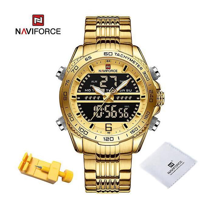 Montre de luxe Naviforce pour homme, étanche, sport, double écran LCD, compteur lumineux