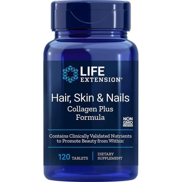 Compléments alimentaires LIFE EXTENSION Hair Skin Nails Collagen Plus Formula Bleu marine