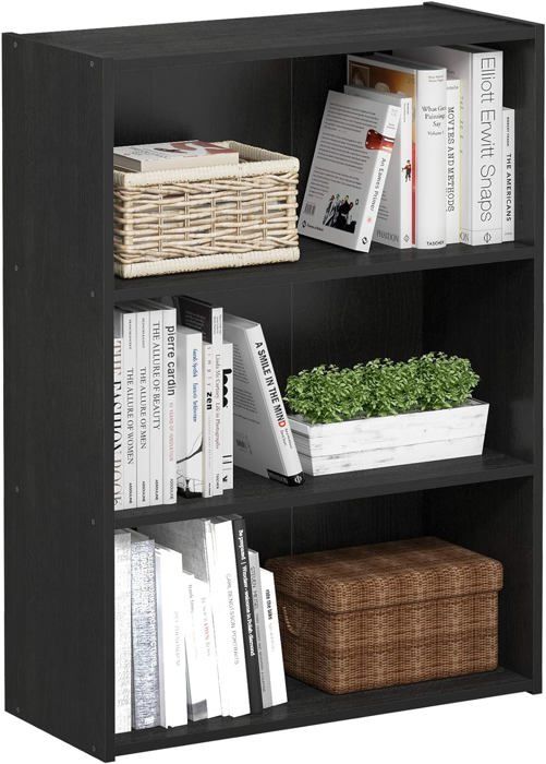bibliothèque ouverte à 3 niveaux, modern, MDF Noir