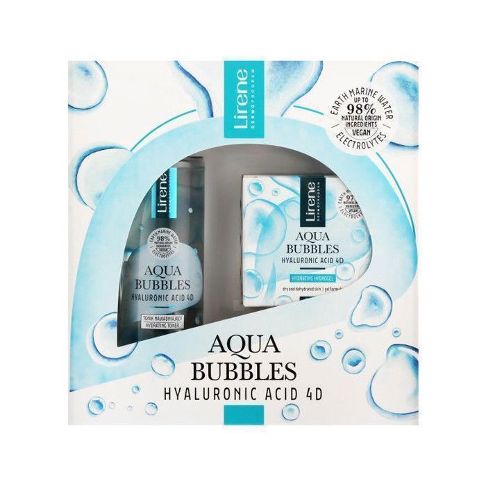Duo de soins visage - LIRENE - Aqua bubble - Gel nettoyant 50ml - Toner 200ml - Hydratant sans alcool