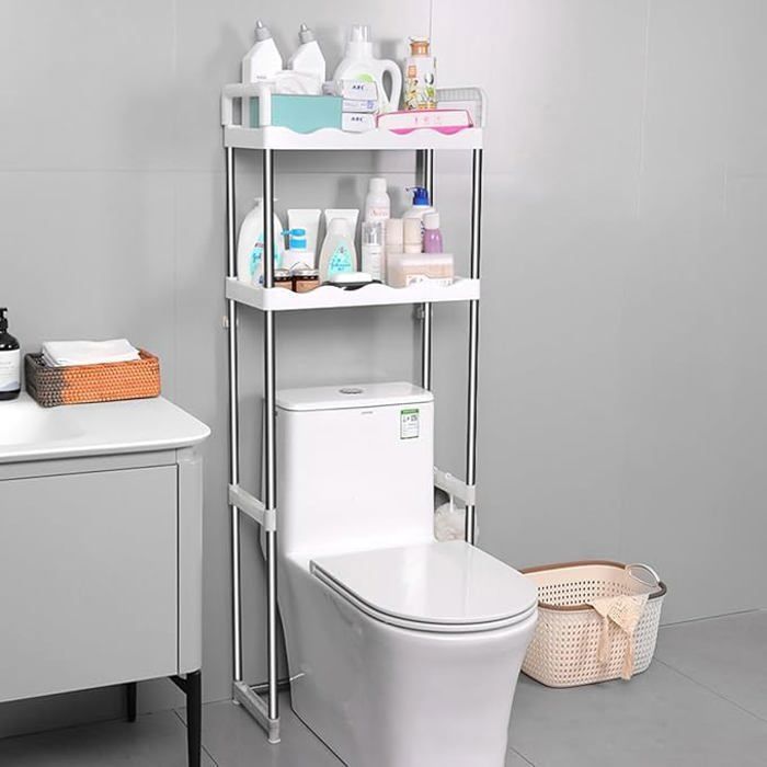 Étagère wc salle de bain 2 niveaux au-dessus des toilettes étagère de rangement