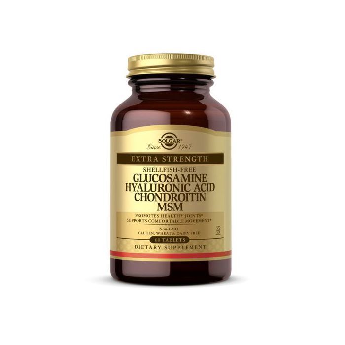 Solgar Glucosamine acide hyaluronique chondroïtine MSM, 60 comprimés
