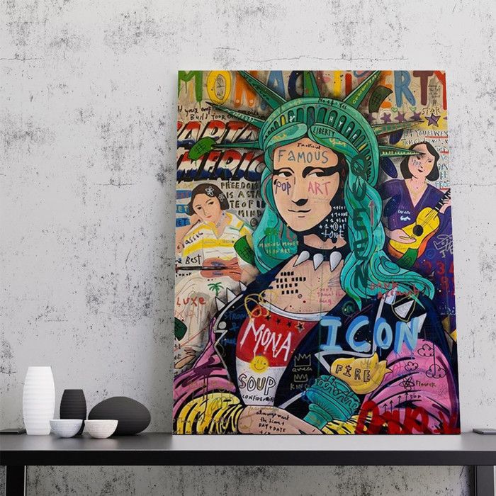 Tableau Décoratif - Velours Pop Vibes - 60 x 90 cm - Multicolore - Contemporain