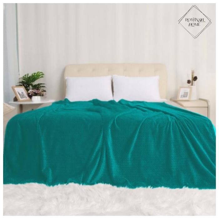 Couverture - ROYANSIA HOME - 220x240 cm - Ultra Douce - Tissu Synthétique - Bleu Turquois
