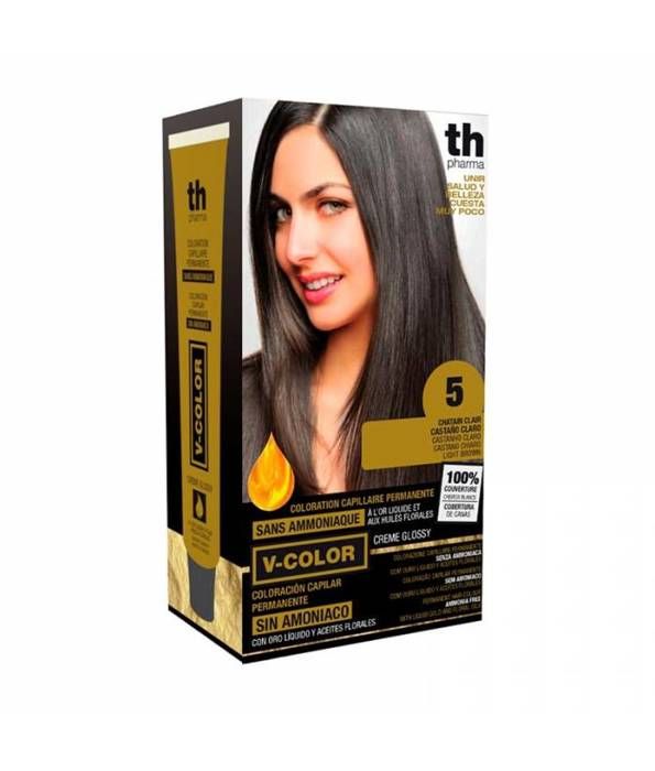 Kit de coloration permanente - Th-Vitalia Color N° 5 - Châtain Claire - Sans ammoniaque - Crème nutritive