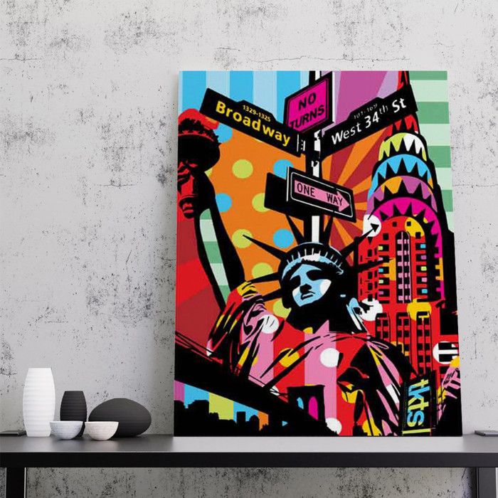 Tableau Décoratif - Pop Art Velours - 60 x 90 cm - Multicolore - Style Contemporain