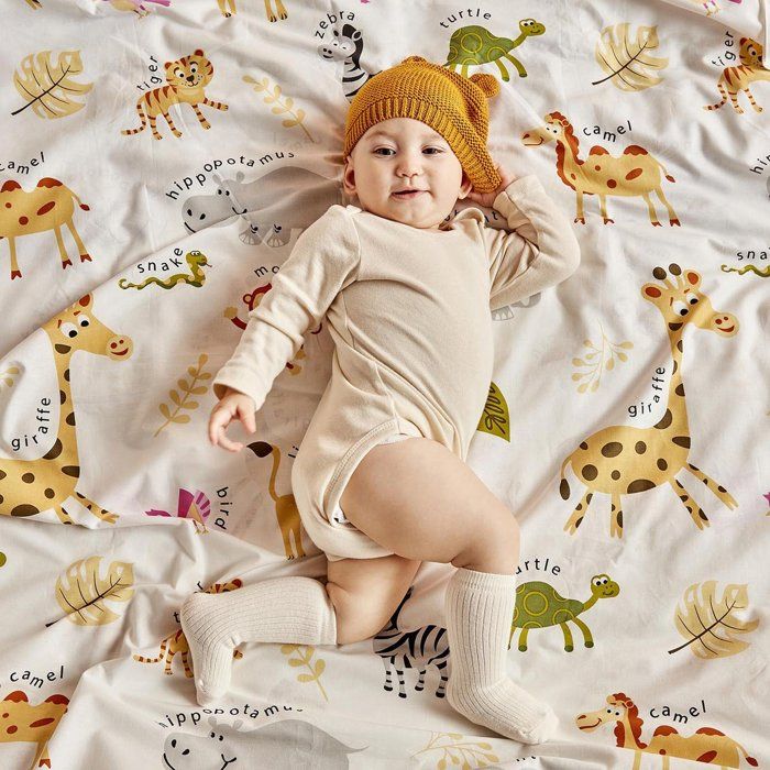 Ensemble de housse de couette bébé - Santana - 100% coton - 100x150 cm - Lavable en machine - OEKO-TEX