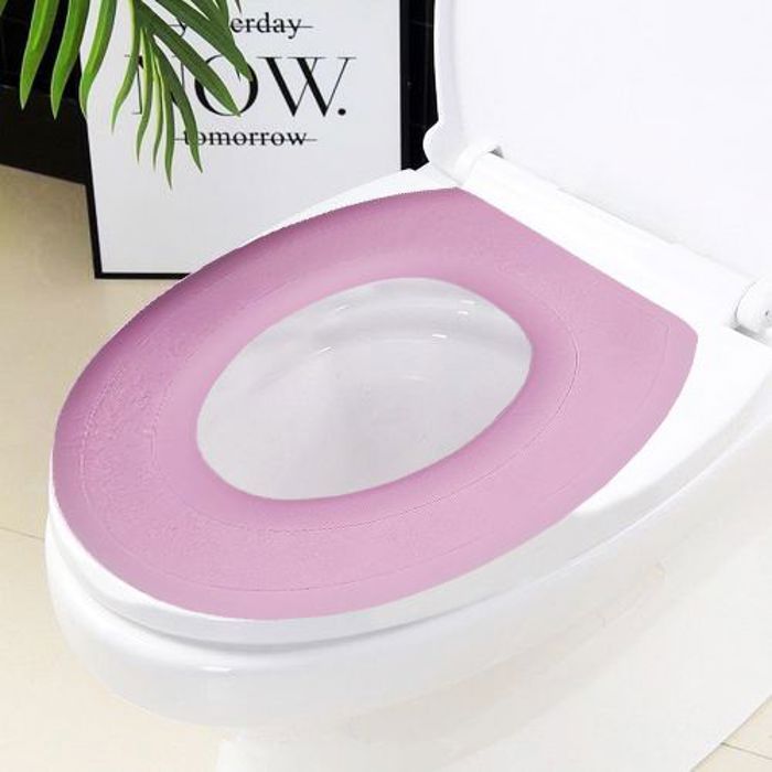 Nouveau couvercle de toilette épaississant type O coussin de bain chaud rose