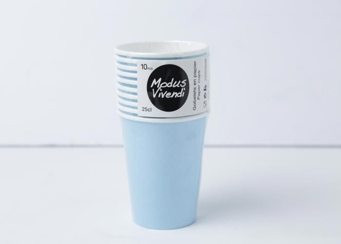 10 GOBELETS EN PAPIER BLEU CIEL MODUS VIVENDI 250