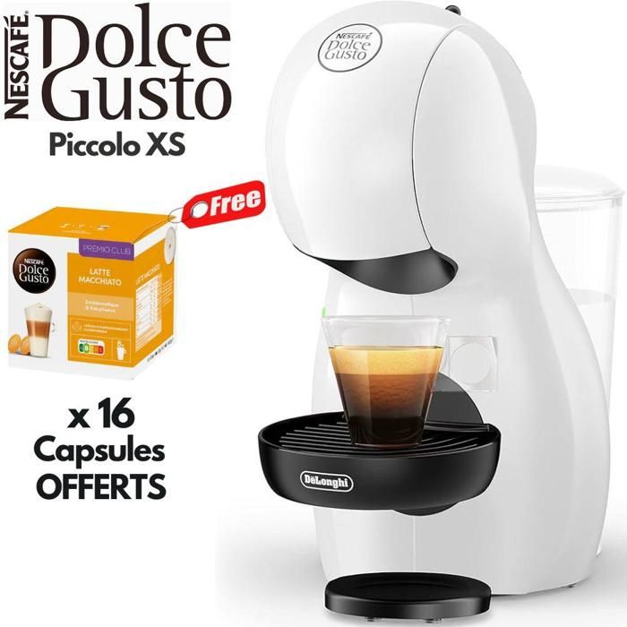 Dolce Gusto PICCOLO XS Par Dé'Longhi Cafetiere À Capsules 15 Bar Livré Avec Pack 16 Capsules GRATUITS Machine À café Multi Boissons