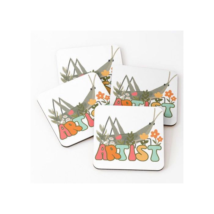 Dessous de Verre - Grasshopper - Floral Rétro - Multicolore - Boîte de 4 - Unique