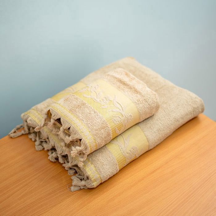 Serviette de bain - Hadab - Pack de 2 - 100% coton - 550GM - Beige