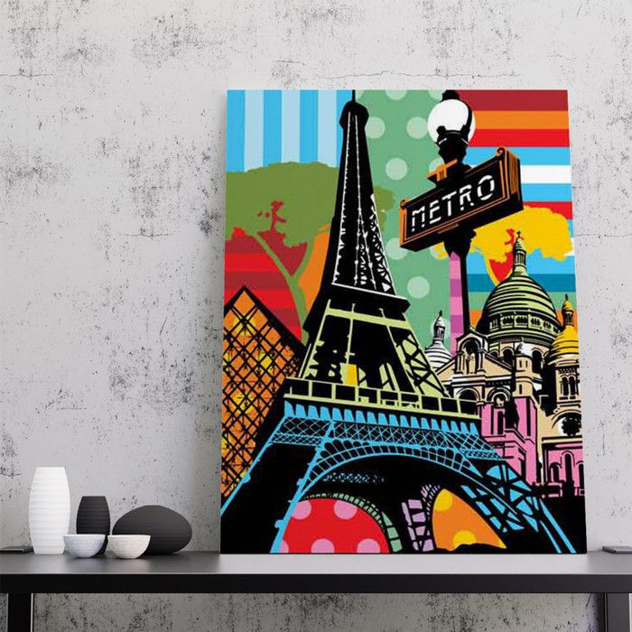 Tableau Décoratif - Velours Pop Art - 60 x 90 cm - Multicolore - Style Contemporain